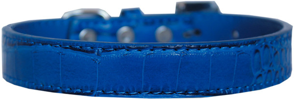 Tulsa Plain Croc Dog Collar Blue Size 12 720-03 BLC12 By Mirage