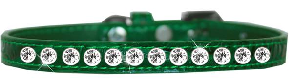 One Row Clear Jewel Croc Dog Collar Emerald Green Size 14 720-05 EGC14 By Mirage