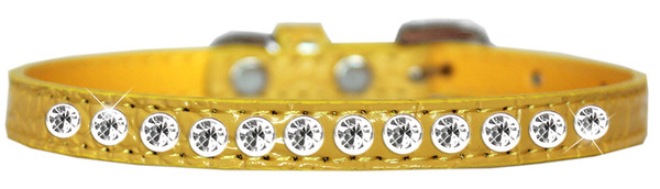 One Row Clear Jewel Croc Dog Collar Yellow Size 12 720-05 YWC12 By Mirage