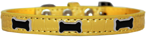 Black Bone Widget Croc Dog Collar Yellow Size 14 720-13 YWC14 By Mirage