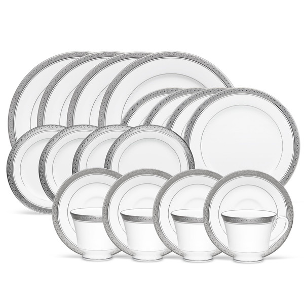 Noritake Porcelain, White Porcelain 20 Piece Dinnerware Set 4166-20M