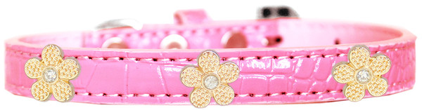 Gold Flower Widget Croc Dog Collar Light Pink Size 18 720-16 LPKC18 By Mirage