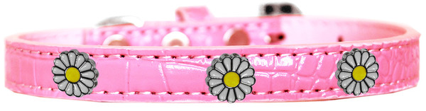White Daisy Widget Croc Dog Collar Light Pink Size 16 720-24 LPKC16 By Mirage