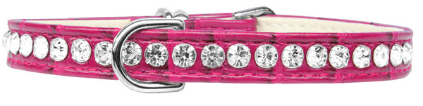 Beverly Style Rhinestone Designer Croc Dog Collar Bright Pink Size 14 82-19-BPKC14 By Mirage