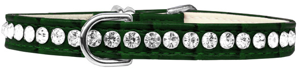Beverly Style Rhinestone Designer Croc Dog Collar Emerald Green Size 12 82-19-EGC12 By Mirage