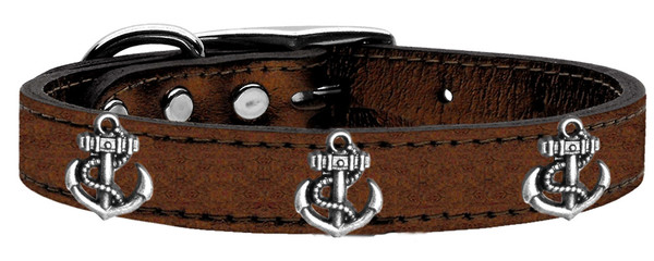Silver Anchor Widget Genuine Metallic Leather Dog Collar Bronze 16 83-106 Bz16 By Mirage