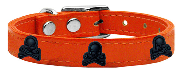 Skull Widget Genuine Leather Dog Collar Orange 14 83-116 Or14 By Mirage