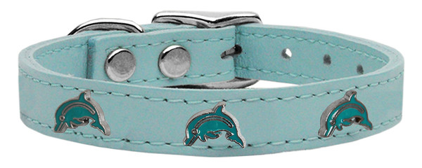 Dolphin Widget Genuine Leather Dog Collar Baby Blue 16 83-121 BBL16 By Mirage