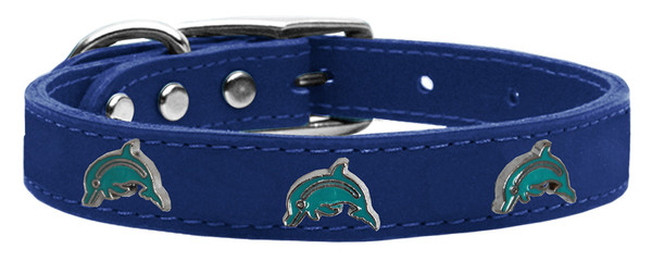 Dolphin Widget Genuine Leather Dog Collar Blue 26 83-121 BL26 By Mirage