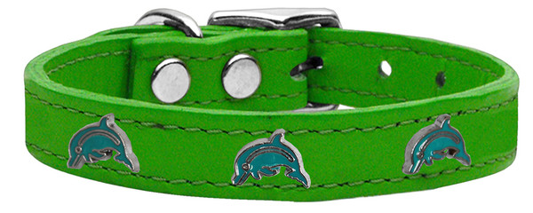 Dolphin Widget Genuine Leather Dog Collar Emerald Green 26 83-121 EG26 By Mirage