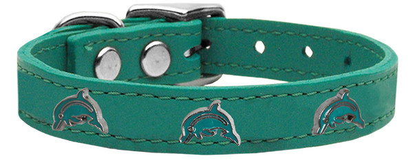 Dolphin Widget Genuine Leather Dog Collar Jade 10 83-121 Jd10 By Mirage