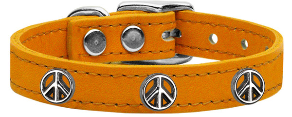 Peace Sign Widget Genuine Leather Dog Collar Mandarin 10 83-123 Mn10 By Mirage