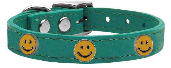 Happy Face Widget Genuine Leather Dog Collar Jade 12 83-125 Jd12 By Mirage