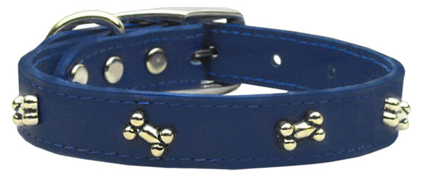 Bone Leather Dog Collar Blue 12 83-17 12BL By Mirage