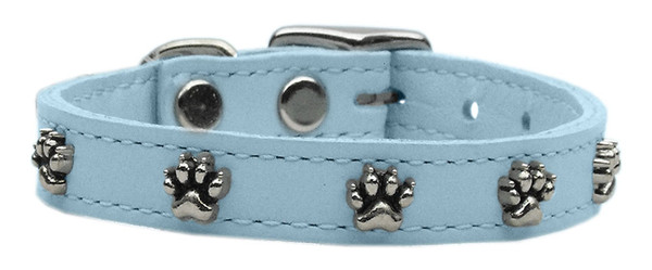 Paw Leather Dog Collar Baby Blue 12 83-18 12BBL By Mirage