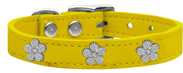 Silver Flower Widget Genuine Leather Dog Collar Yellow 18 83-42 Yw18 By Mirage