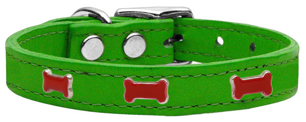 Red Bone Widget Genuine Leather Dog Collar Emerald Green 24 83-45 EG24 By Mirage