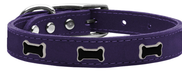 Black Bone Widget Genuine Leather Dog Collar Purple 14 83-47 Pr14 By Mirage