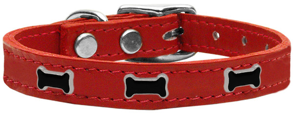 Black Bone Widget Genuine Leather Dog Collar Red 14 83-47 Rd14 By Mirage