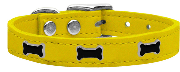 Black Bone Widget Genuine Leather Dog Collar Yellow 20 83-47 Yw20 By Mirage