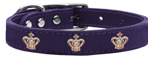 Gold Crown Widget Genuine Leather Dog Collar Purple 14 83-48 Pr14 By Mirage