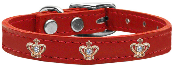 Gold Crown Widget Genuine Leather Dog Collar Red 22 83-48 Rd22 By Mirage