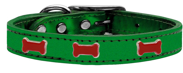 Red Bone Widget Genuine Metallic Leather Dog Collar Emerald Green 20 83-53 EGM20 By Mirage