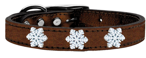 Snowflake Widget Genuine Metallic Leather Dog Collar Bronze 18 83-59 Bz18 By Mirage