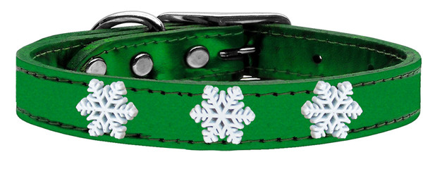 Snowflake Widget Genuine Metallic Leather Dog Collar Emerald Green 16 83-59 EGM16 By Mirage