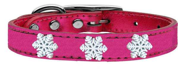 Snowflake Widget Genuine Metallic Leather Dog Collar Pink 22 83-59 PkM22 By Mirage