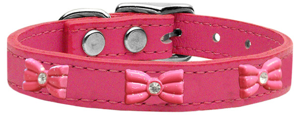 Pink Glitter Bow Widget Genuine Leather Dog Collar Pink 12 83-63 Pk12 By Mirage