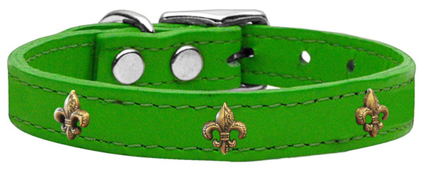 Bronze Fleur De Lis Widget Genuine Leather Dog Collar Emerald Green 14 83-68 EG14 By Mirage