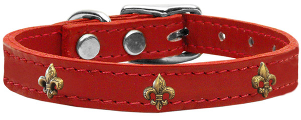 Bronze Fleur De Lis Widget Genuine Leather Dog Collar Red 24 83-68 Rd24 By Mirage