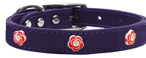 Red Rose Widget Genuine Leather Dog Collar Purple 16 83-70 Pr16 By Mirage