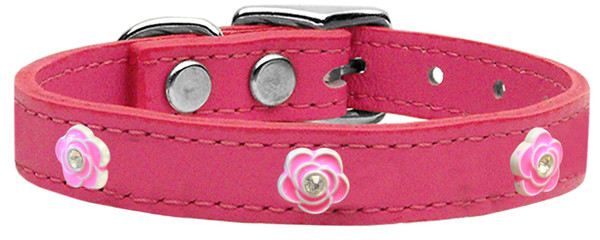 Bright Pink Rose Widget Genuine Leather Dog Collar Pink 16 83-71 Pk16 By Mirage