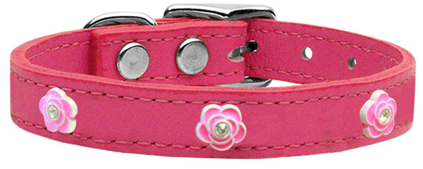 Bright Pink Rose Widget Genuine Leather Dog Collar Pink 26 83-71 Pk26 By Mirage