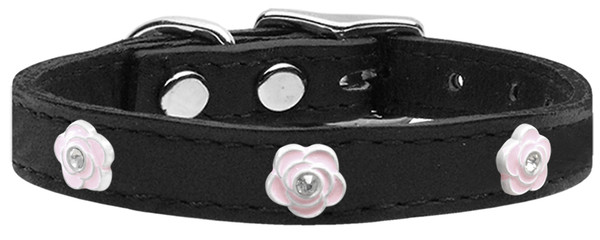 Light Pink Rose Widget Genuine Leather Dog Collar Black 20 83-72 Bk20 By Mirage