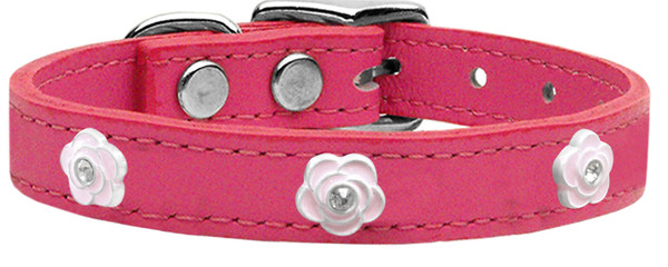 Light Pink Rose Widget Genuine Leather Dog Collar Pink 18 83-72 Pk18 By Mirage