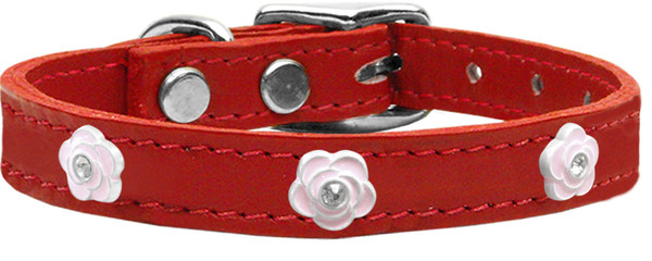 Light Pink Rose Widget Genuine Leather Dog Collar Red 10 83-72 Rd10 By Mirage