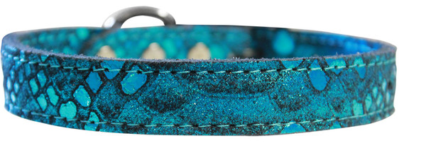 Dragon Skin Genuine Leather Dog Collar Blue Size 24 83-86 BL24 By Mirage