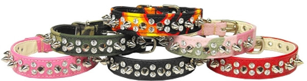 Double Crystal And Spike Collar Flame 16 84-04 16FLM By Mirage