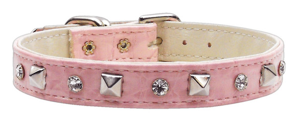 Faux Snake Skin Crystal And Pyramid Collars Pink 12 84-07 12PK By Mirage