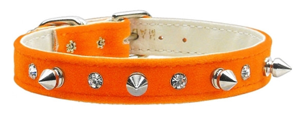 Velvet Crystal And Spike Collars Orange 14 84-27 14OR By Mirage
