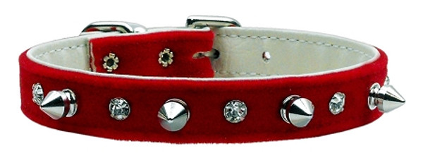 Velvet Crystal And Spike Collars Red 14 84-27 14RD By Mirage