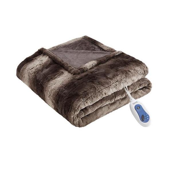 Beautyrest Zuri Oversized Faux Fur Heated Throw -50X70" Br54-0853