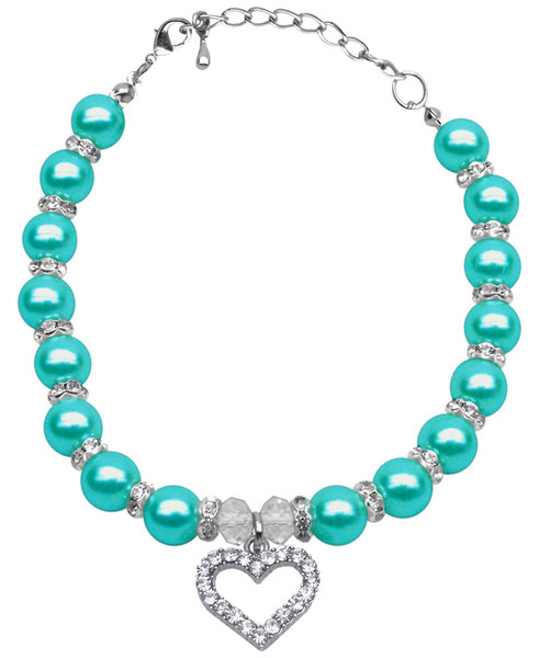 Heart And Pearl Necklace Aqua Md (8-10) 99-04 MDAQ By Mirage