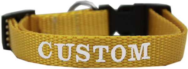 Custom Embroidered Made In The Usa Nylon Dog Collar Lg Golden Yellow CEB124-1 YWLG By Mirage