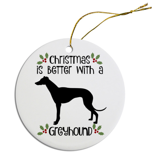 Breed Specific Round Christmas Ornament Greyhound ORN-R-B42 By Mirage