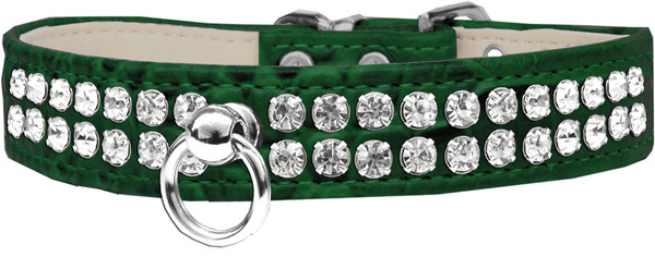 Style #72 Rhinestone Designer Croc Dog Collar Emerald Green Size 12 82-21-EGC12 By Mirage