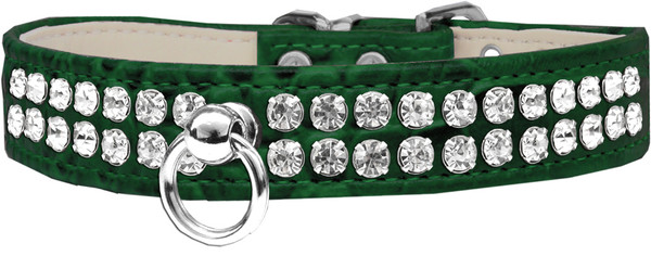 Style #72 Rhinestone Designer Croc Dog Collar Emerald Green Size 14 82-21-EGC14 By Mirage